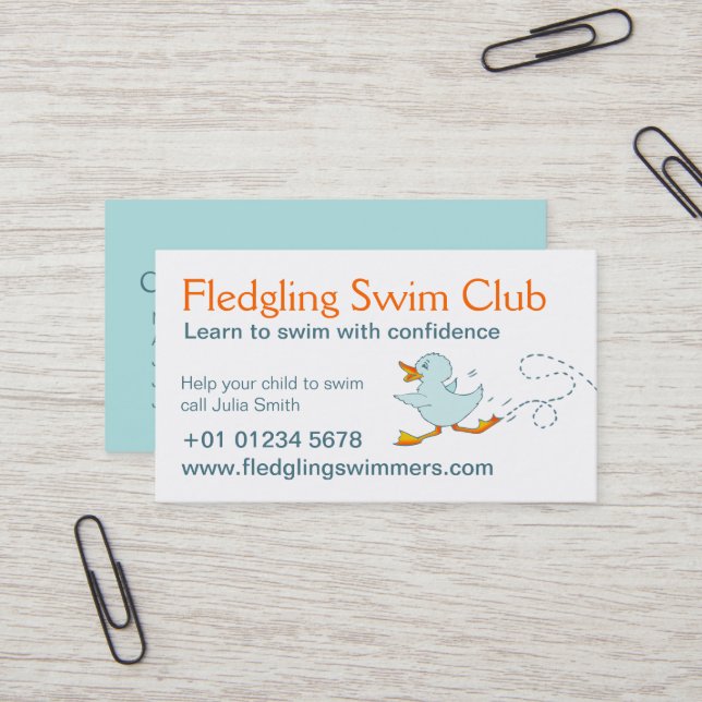 Swim club swim teachers business card (Front/Back In Situ)