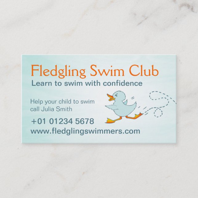 Swim club swim teachers business card (Front)