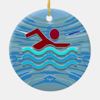 Swim Club Swimmer  2 Side Printed Ornaments by 2sideprintedgifts at Zazzle