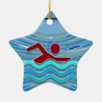 Swim Club Swimmer Exercise Fitness Nvn254 Swimming Ceramic Ornament by ARTFULROMANCE at Zazzle