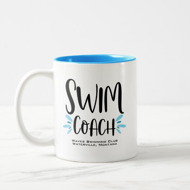 Swim Coach Cute Swimming Two-Tone Coffee Mug (Left)