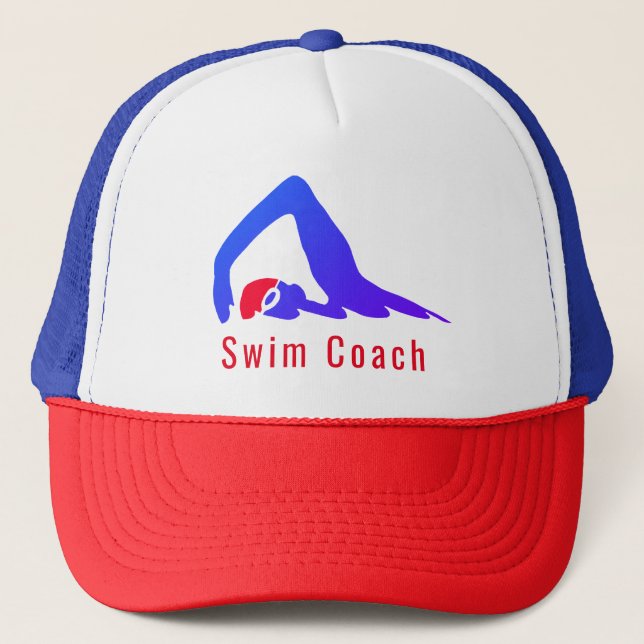 Swim coach - personalised with your words trucker hat (Front)