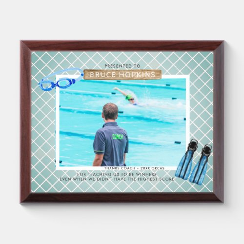 Swim Coach Photo Award Plaque