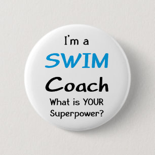 swim coach pinback button