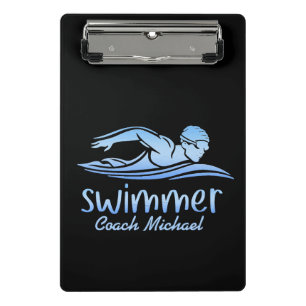 Swim Coach Swimming Pool Personalized Name Mini Clipboard
