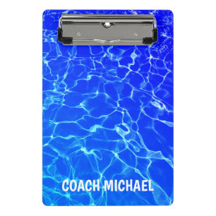 Swim Coach Swimming Pool Personalized Name Mini Clipboard