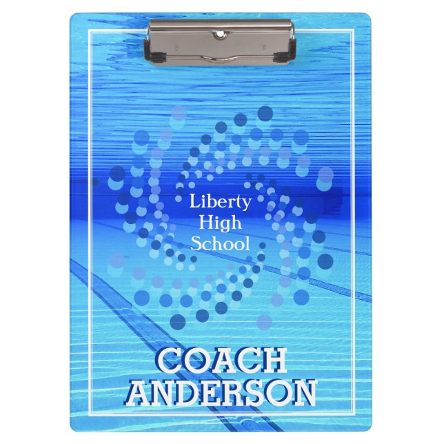 Swim Coach | Swimming Team | Swirling Dots Clipboard (Front)