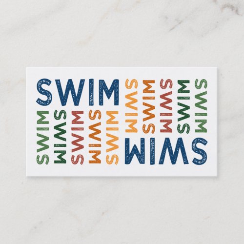 Swim Cute Colorful Business Card Template