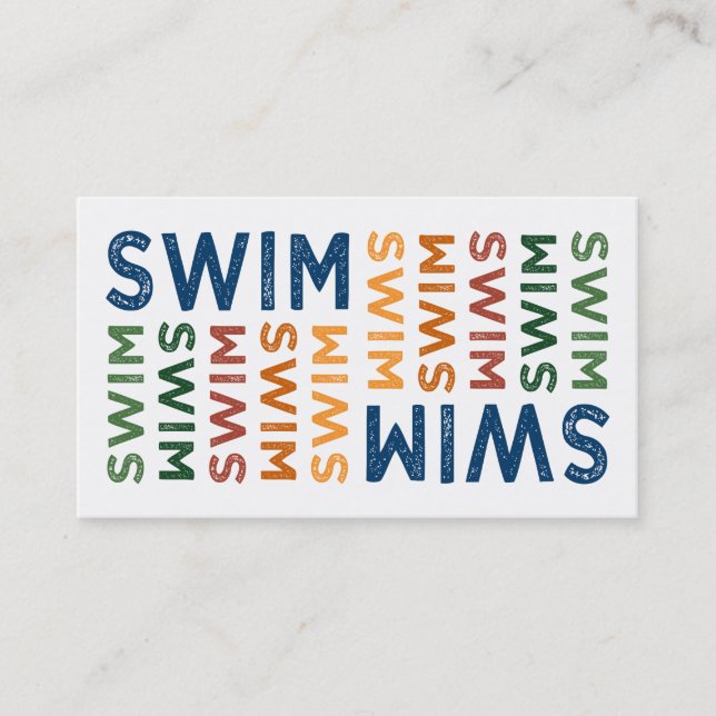 Swim Cute Colorful Business Card (Front)