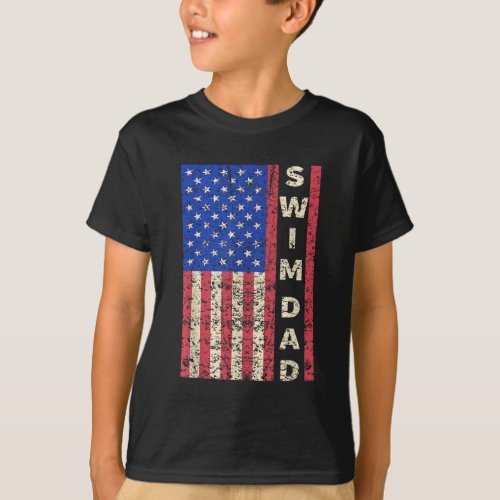 Swim Dad American Flag Swimmer Fathers Day Gift T_Shirt