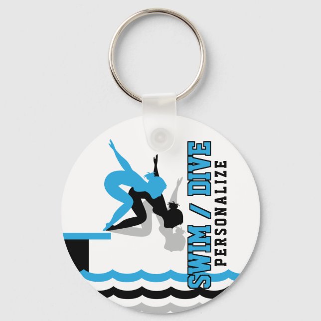 Swim Dive Team - Baby Blueand Black Keychain (Front)