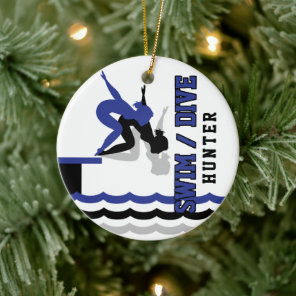 Swim Dive Team - Dark Blue and Black Ceramic Ornament