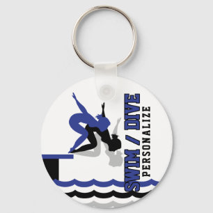 Swim Dive Team - Dark Blue and Black Keychain