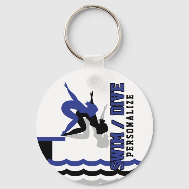 Swim Dive Team - Dark Blue and Black Keychain (Front)