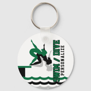 Swim Dive Team - Green and Black Keychain