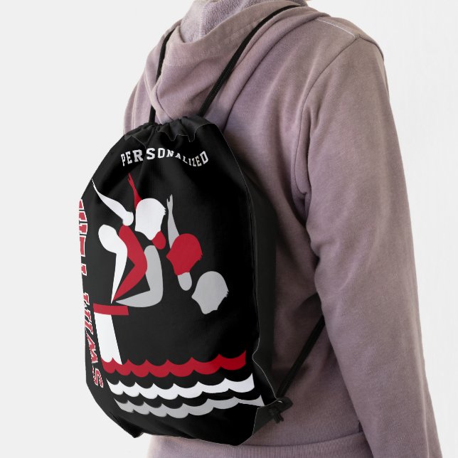Swim / Dive Team Personalize Team | Dark Red -Boy Drawstring Bag (Insitu)