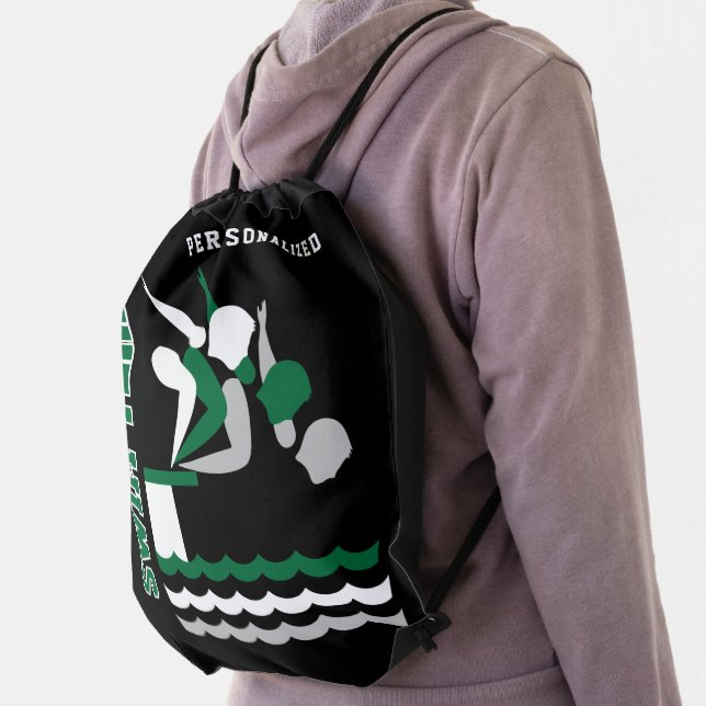 Swim / Dive Team Personalize Team | Green - Boy  Drawstring Bag (Insitu)