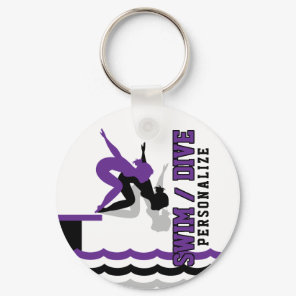 Swim Dive Team - Purple and Black Keychain