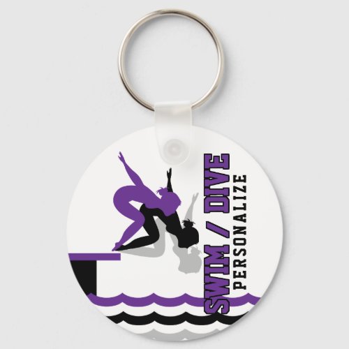 Swim Dive Team _ Purple and Black Keychain