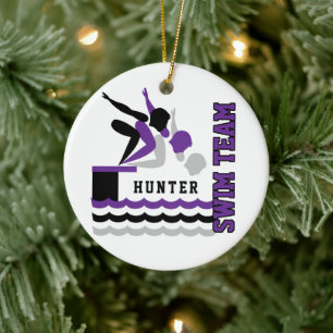 Swim / Dive Team - Purple - Boy  Ceramic Ornament