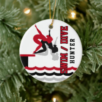 Swim Dive Team - Red and Black Ceramic Ornament