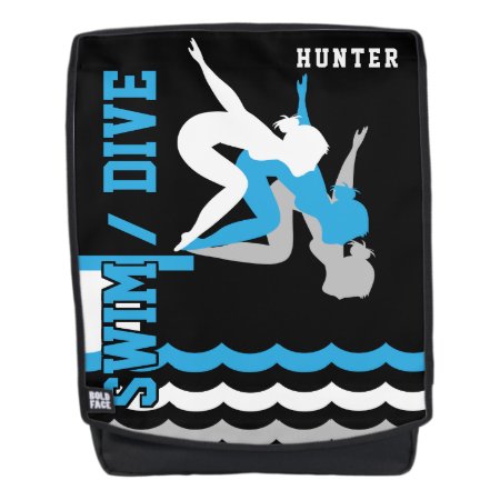 Swim Dive Team - White, Black & Baby Blue Backpack