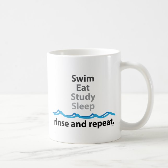 Swim, eat, study, sleep ... rinse and repeat coffee mug (Right)