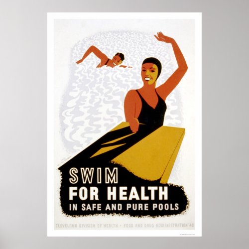 Swim For Health 1940 WPA Poster