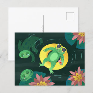 Swim Frog Yellow Sunglasses Postcard
