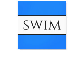 SWIM Fun Sporty Bright Blue White Summer Stripes Canvas Print