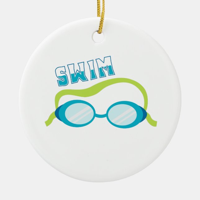 Swim Goggles Ceramic Ornament (Front)