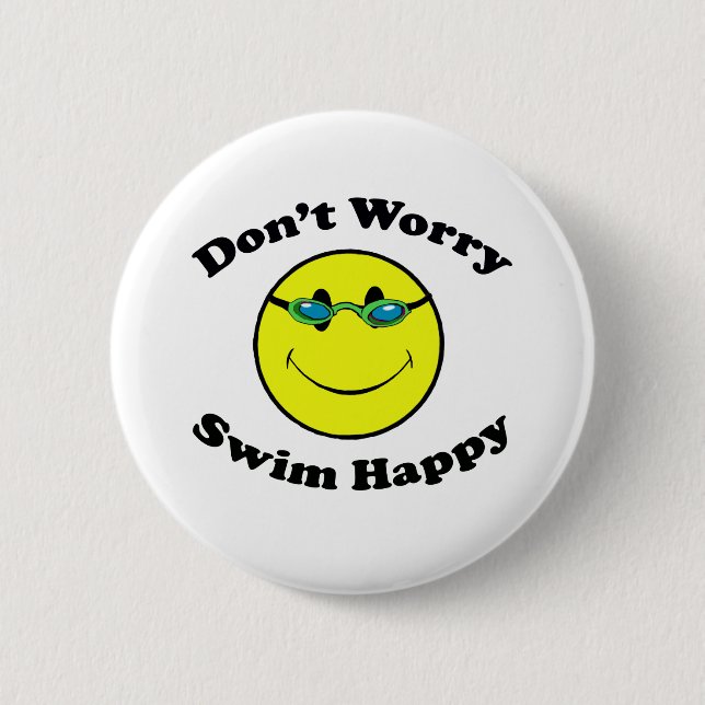 Swim Happy Pinback Button (Front)
