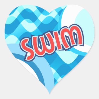 Swim Heart Stickers by BiskerVille at Zazzle