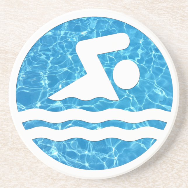 Swim Icon Pool Water Coaster for Swimmer or Coach (Front)