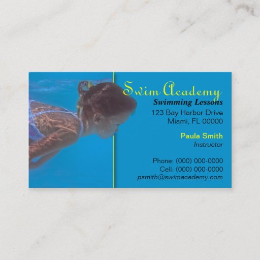 Customizable Swim Instructor Business Card