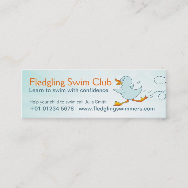Swim instructor skinny business promotion card (Front)