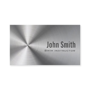 Swim Instructor Stainless Steel Faux Metal Business Card