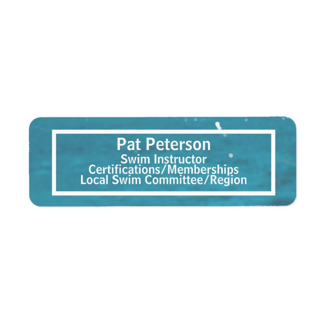 Swim Instructor Water Polo Dive Pool Template Label (Front)