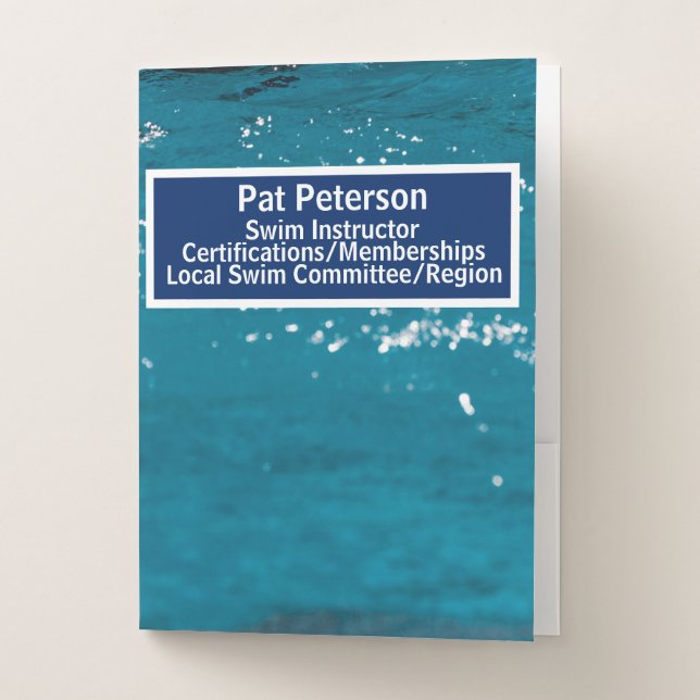 Swim Instructor Water Polo Dive Pool Template Pocket Folder (Front)