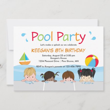 Swim Kids Pool Birthday Invitations │ Version Two