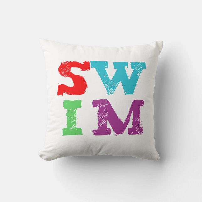 SWIM letters Throw Pillow (Front)