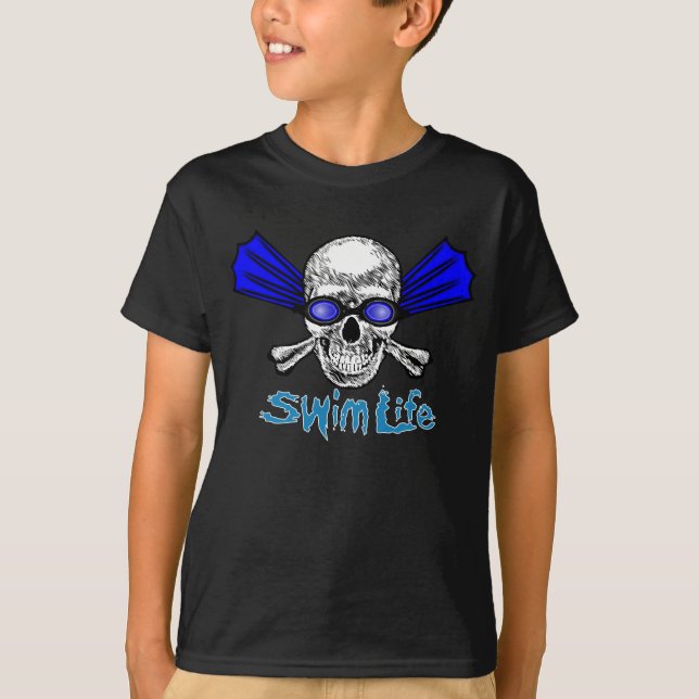 Swim life kids dark tee (Front)
