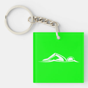 Swim Logo Acrylic Keychain Green