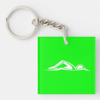 Swim Logo Acrylic Keychain Green by sportsdesign at Zazzle