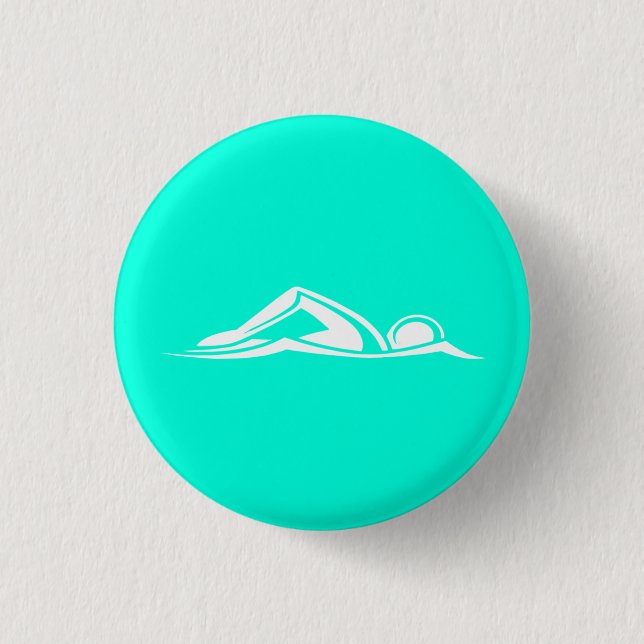 Swim Logo Button Turquoise (Front)
