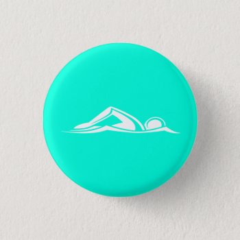 Swim Logo Button Turquoise by sportsdesign at Zazzle
