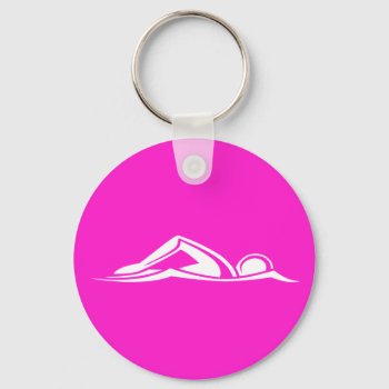 Swim Logo Keychain Pink by sportsdesign at Zazzle