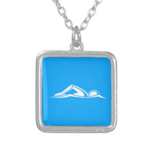 Swim Logo Necklace Blue