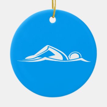 Swim Logo Ornament  Blue by sportsdesign at Zazzle