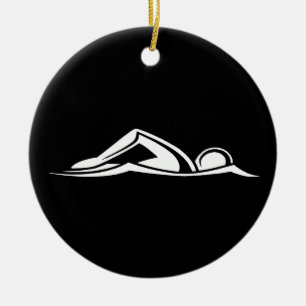 Swim Logo Ornament w/Name Black